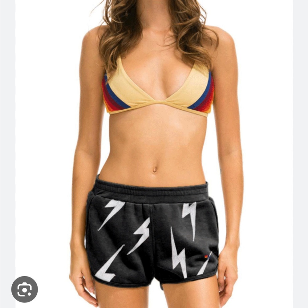 Aviator Nation black bolt shorts